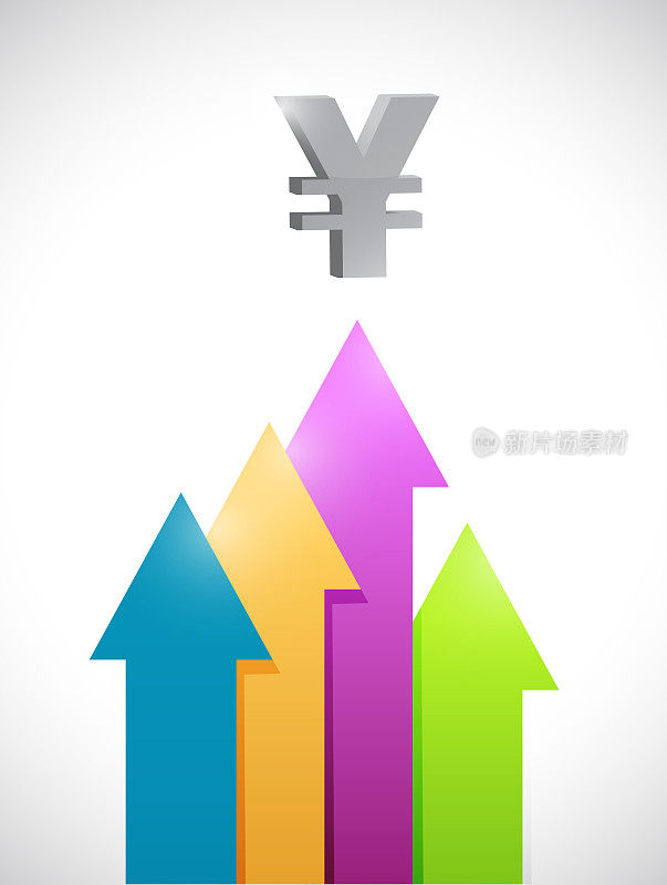 Yen arrows moving up business graph